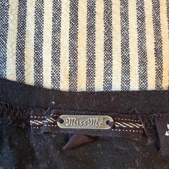 Miss Me Black Short Sleeve Top with Silver Accents - Picture 3 of 7